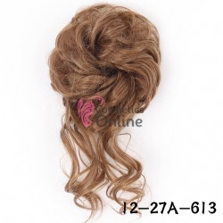 Coc modern din par artificial  cu elastic si suvite ATM1227A613 - Saten Deschis Mixt